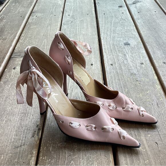 Y2K Wild Pair Pointy Toe Pink Bow Ballerina Core High Heels Size 7 - Picture 3 of 10